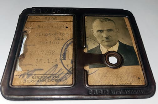RARE ORIGINAL PATENTED WWII GERMAN METAL FRAMED SECURITY ID