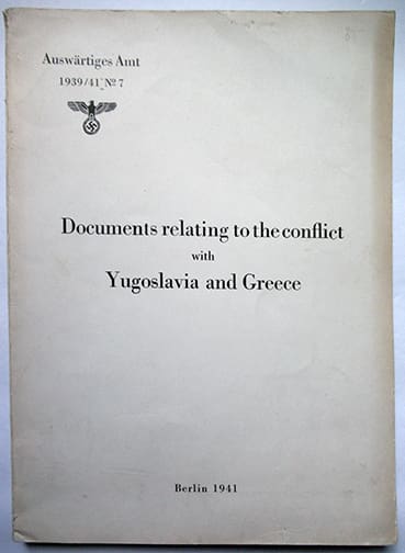洋書 WAR PAPERS RARE ORIGINAL 1941 NAZI FOREIGN OFFICE WAR REPORT IN ENGLISH